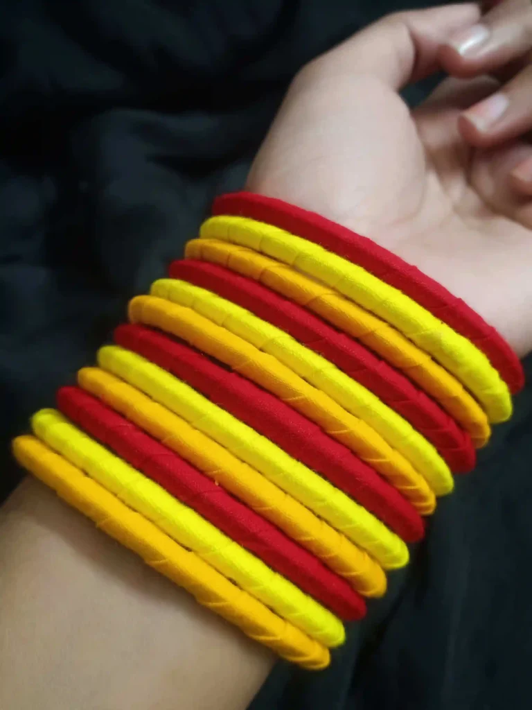 Simple Red-Yellow Fabric Bangles